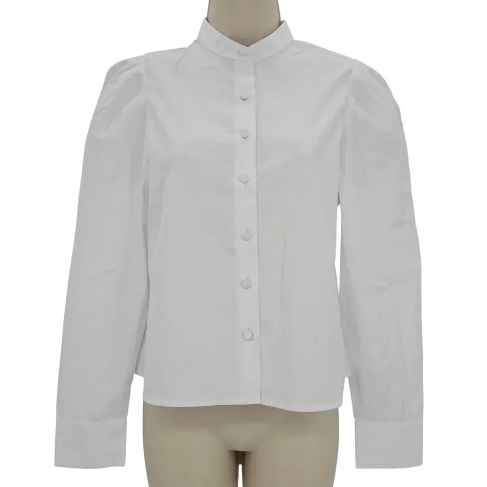 Madewell Womans size XS Cropped Puff Long Sleeve Button Up Shirt White NW627 NEW